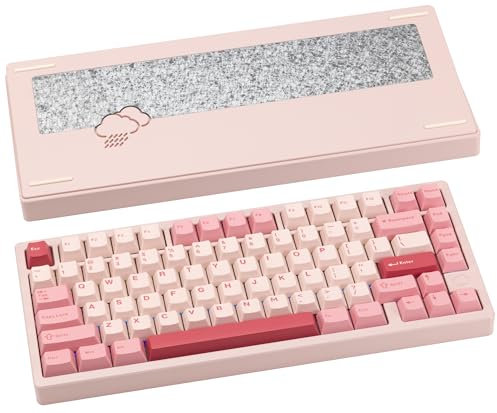 CutiePcs WOBKEY Rainy 75 Aluminum Cocoa Switch Mechanical Keyboard with Superior Acoustics, Wired, BT, 2.4G wireless Connectivity (Pro - Pink)
