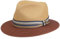 Stetson Romaro Toyo Traveller Strohhut Herren - Toyo (Viskose) Sommerhut - UV-Schutz 40+ - breite Krempe - mit gestreiftem Bandbesatz - Frühling/Sommer, Naturrot, 6 7/8 / 7