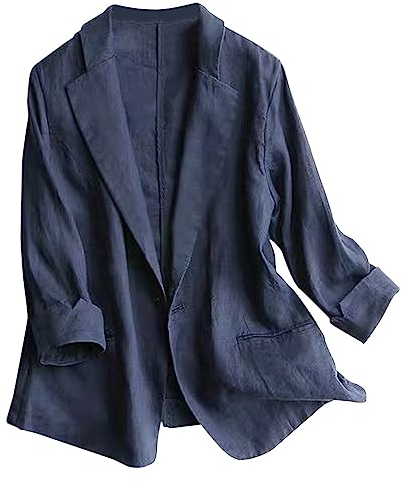 Black-Friday-Angebote, Black Friday Sale, Jacke Damen Winterjacke Frauen Arbeit Business Einfarbig 3/4 Ärmel Leinen Jacken Anzug Lose Atmungsaktive Jacke Winter Mantel Für Damen, Angebote Prime