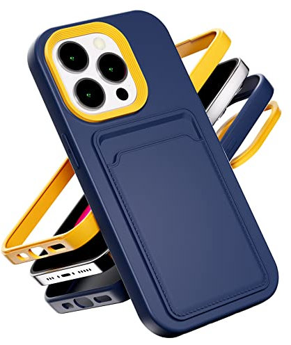 ERDARARIPRO Custodia in silicone liquido, compatibile con Apple iPhone 11, morbido portafoglio sottile con scomparto per carte di credito sul retro zaffiro