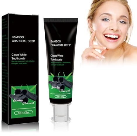 Aktivkohle-Zahnpasta zum Aufhellen der Zähne, Bamboo Charcoal Deep Toothpaste, Tiefenreinigende Zahnpasta, Reinigung von Flecken und Geruch, Weiße Zähne 100g Yagao (18)