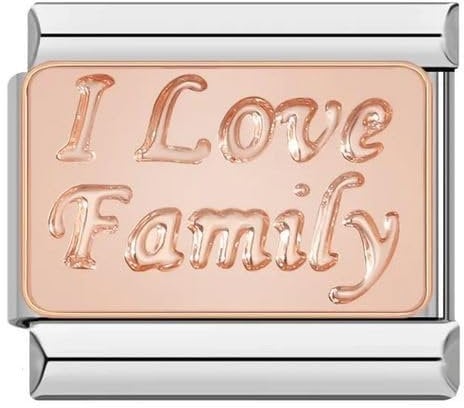 I Love My Family Rose Gold Silver 9mm Italian Charm Compatible With Nomination Bracelet