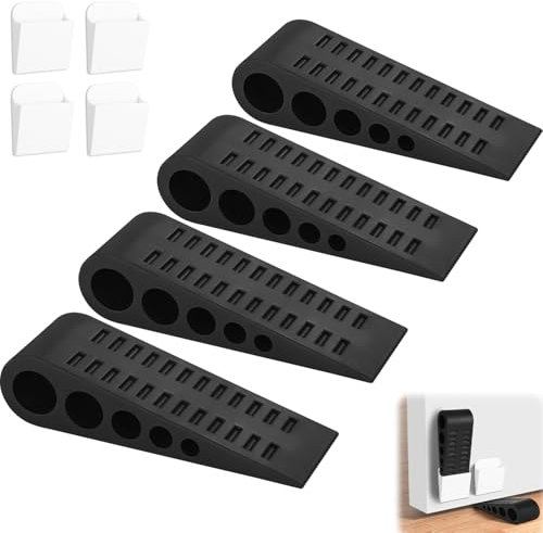 4 Stück türstopper boden schwarz, Höhenverstellbar kratzfester Rutschfester türkeil gummi hoch, Gummikeile Für alle Oberflächen, Schutz für Balkontür, Arbeitszimmer, Kinderzimmer
