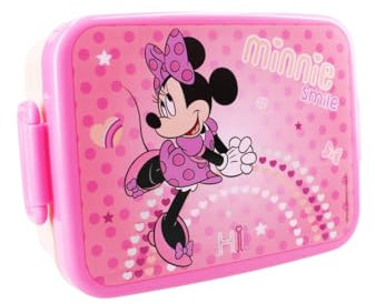 My sweety pop Minnie Mouse - Caja de merienda para niños, guardería infantil, escuela, vacaciones, comida de 16 cm, idea de regalo (Minnie Mouse, rosa), color rosa y melocotón