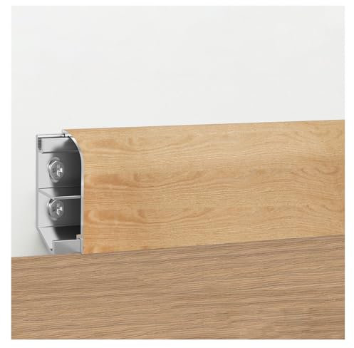Plinthe Garniture de plinthe en aluminium, couvertures de plinthes en métal, mur de plinthe à grain de bois à arc rond pour salle de bain, armoires de cuisine, restaurant et bureau(H-7cm/2.8in,L-25in/