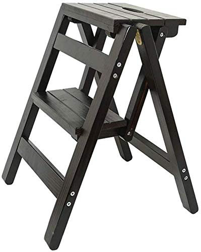 Multifunctional Folding Step Stool for Kitchen Office Library Wooden Ladder Chair with Foot Stools and Library Steps