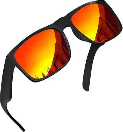 grinderPUNCH XL Große Gesicht Polarisierte Sonnenbrille – Große Köpfe, Breites Gesicht, Extra Breite Übergrößen-Sonnenbrille zum Autofahren (Mattes Gestell/Polarisierte Rote Gläser)