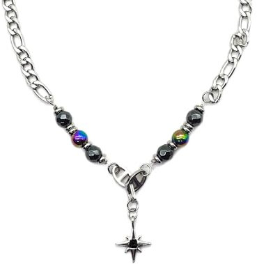 LIANCHEN 8 mm Weiße Perlenkette für Herren - 40 mm Lange Faux Pearl Choker Kette mit Anhänger - Herrenschmuck für Party und Geschenk