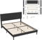 UISEBRT Polsterbett 160 x 200 cm – Bettrahmen mit Knöpfen, Plattformbettgestell mit gepolstertem Kopfteil aus Samt, Holzlattenstütze, Doppelbett für Erwachsene, Modernes Design (Schwarz)