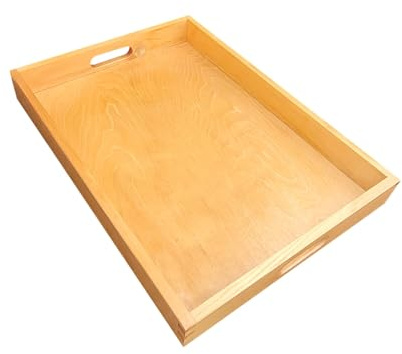 Large Wooden Serving Tray 60cmx40cmx 6cm in Light Brown Colour