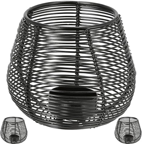 Laterne aus Metallstreben 3er Set | Eisen schwarz 11x9cm | Gartenlaterne Teelichthalter Windlicht bauchig