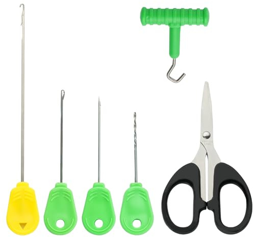 DONQL Baiting Needle Set, 6 in 1 Carp Fishing Baiting Rigs Tool Kit Set | Carp Fishing Accessories Including Hook Needle, Driller, Knot Puller, and Fishing Braid Line Scissors for Lures Bait Driller