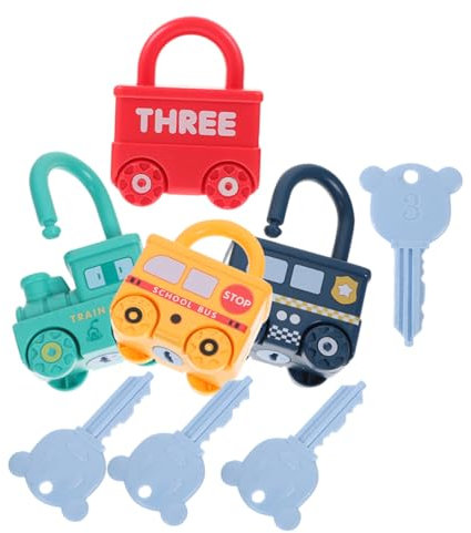 Yardwe 4Ensemble Jeux de Serrures et Clés Montessori pour Garçon Fille Éducatifs Comptage pour Tout Petits Apprentissage de Alphabet pour Garçons