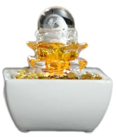 CALQYSH Tischbrunnen Yuanbao Fließendes Wasser Ornament Kleiner Desktop-Brunnen Zirkulierendes Wasser Glücksbringer Home Dekoration Meditation Indoor-Wasserfall(Weiß)