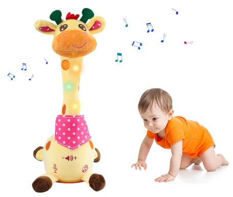 Licht Singing Giraffe Kuscheltier - Light Up and Voice Repeating Feature, Dancing Interactive Doll, Giraffe Kuscheltier, Baby Ermutigen Sprachspielzeug, Geburtstagsgeschenke für Jungen Mädchen