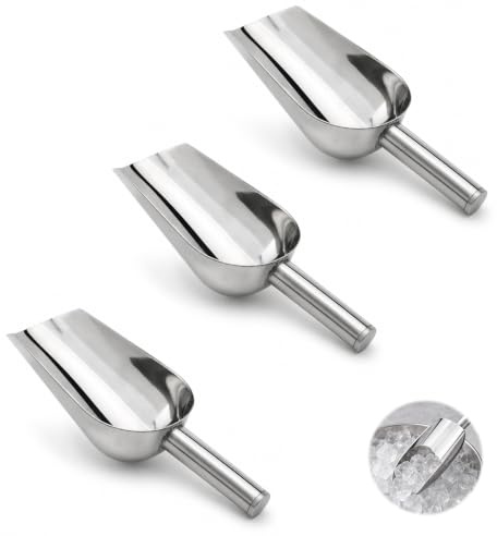 3 PCS Pelle à Glace 8 Pouces Cuillère à Glace en Acier Inoxydable, Ensemble de Cuillères Pelle Alimentaire pour Bonbons, Céréales, Buffet, Cuisine, Bar et Usage Polyvalent Domestique