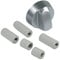 Europart 10029978 UNIVERSAL Knebel Knauf Drehgriff Drehknopf Griff Kochstellenknopf Knopf Silber 43mm mit Adaptern für Kochfeld Herd Backofen für alle Marken
