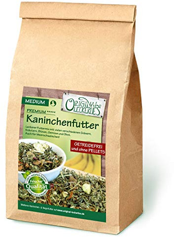 Original-Leckerlies: Premium Kaninchenfutter - medium 5 kg, ***TOP Qualität*** GETREIDEFREI für Kaninchen, Hamster, Meerschweinchen, Naturprodukt für Nager - ohne Pellets
