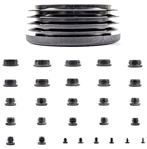 42mm Plastic End Caps, Black Round Tube Inserts, Pack of 4 (See Second Image for Ordering Guide) - Made in Germany
