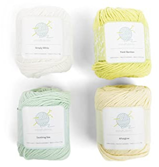 mindfulknits Knitting Yarn, Crochet Yarn & 100% Cotton Yarn for Knitting, Crocheting, Soft & Gentle Worsted Weight Yarn for Baby - Multicolor (4) (Zen)