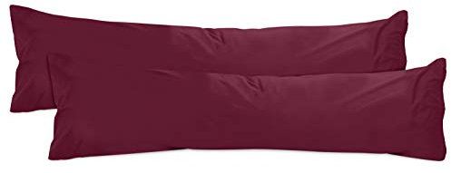 npluseins 2er Pack Baumwoll Kissenbezug - Jersey - viele Farben 1331.1812, ca. 40 x 145 cm, Bordeaux
