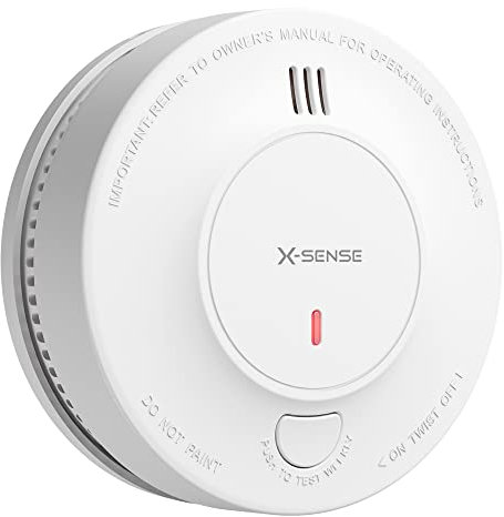 X-Sense Detector de Humo Mejorado batería de 10 años, Alarma de Incendio con Sensor fotoeléctrico, Alarma de Incendio certificada CE y EN 14604, SD19, 1 Pieza