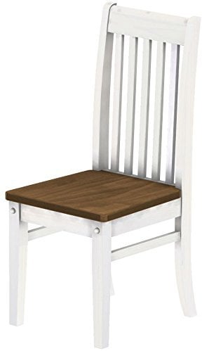 2X Esszimmerstuhl Classico Nussbaum Weiss - Holzstuhl Klassik Pinie Massivholz Echtholz - Variante & Farbe wählbar - Stuhl Holz Wohnzimmerstuhl Lehnenstuhl Lehne Küchenstuhl Brasilmöbel