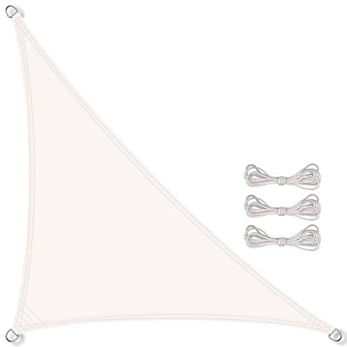 CelinaSun Sonnensegel wasserabweisend PES Dreieck rechtwinklig 4x4x5,65m weiß UPF 50+ Premium Sonnenschutz inkl Befestigungsseile