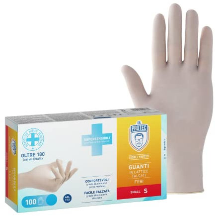 Dr. Protec, Febi Talcato, Guanti in Lattice, Taglia S,100 Pezzi
