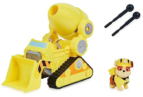 Paw Patrol, Rubble s Deluxe Movie Transforming Toy Car with Collectible Action Figure, Kids Toys for Ages 3 and up