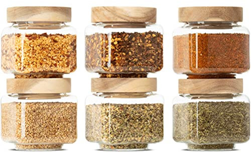 Econovo® Gewürzgläser Set eckig mit Deckel (6-teilig) aus Borosilikatglas, Gewürzdosen Vorratsglas luftdicht, Vorratsdosen Glas-Behälter Set für Gewürze und Lebensmittel 220ml