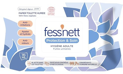 Fess Nett Papier Toilette Humide Protection & Soin pour adulte 1 paquet de 70 lingettes XXL