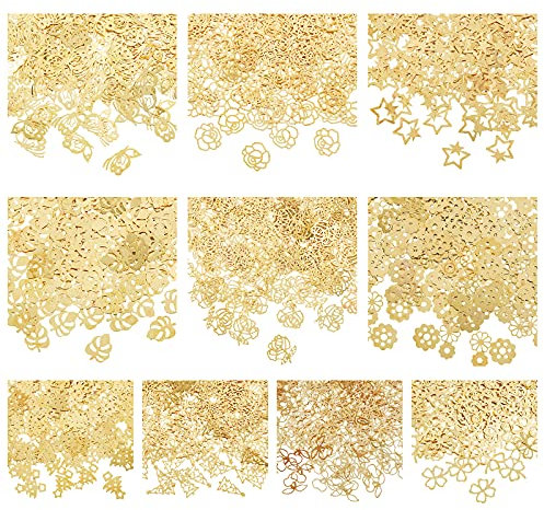 OLYCRAFT 25g Remplisseur de Résine sur Le Thème des Plantes Fournitures de Résine Époxy en Laiton à 10 Formes Accessoires de Remplissage de Résine UV pour L'Artisanat des Ongles - Or