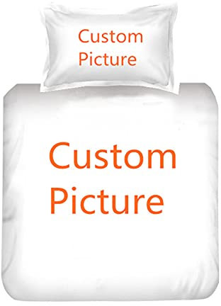 Personalisierte Foto Angepasste, Personalisierte Bettwäsche Set, Eigenes Foto Custom Foto Bettbezug Kissenbezüge, Personalisiert Bettbezüge Paar Baby Familie Gamer (155 x 220 cm)