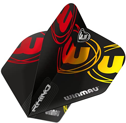 WINMAU Rhino Black, Red & Yellow Extra Thick Dart Flights - 1 Satz pro Packung (Insgesamt 3 Flüge)