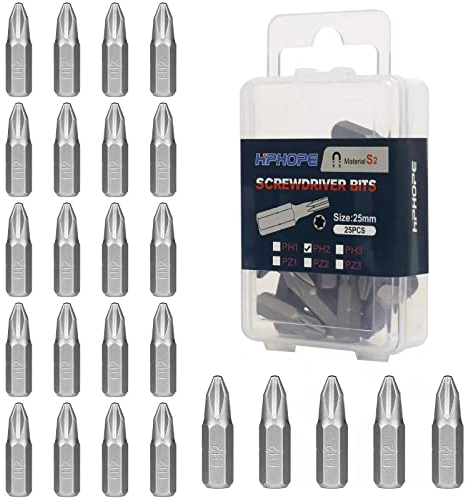 HPHOPE PH2 Bit, Phillips Bits PH2, Bit-Sortiment, Länge: 25 mm, 25 Stück