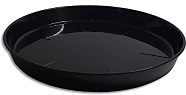 Sottovaso per vaso da fiori, rotondo, 9 diverse misure in 2 diversi colori a scelta (diametro 24 cm, nero)