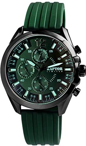Raptor Limited Herren-Uhr Arman Silikon Multifunktion Analog Quarz RA20360 (grün)