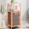 Bakaji Cesto Biancheria Sporca in Bambu Con Tessuto Grigio Portabiancheria Casa Bagno Con 2 Ripiani Contenitore Salvaspazio con Coperchio e Sacco Estraibile 40x30x95 cm