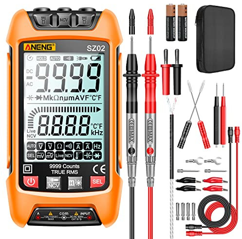 ANENG Digital Multimeter Smart Testers TRMS 9999 Counts Anti-Burning Ohm Amp Volt Meter Measures NCV ,AC/DC Current/Voltage,Resistance,Continuity,Capacitance,diodes,Auto-ranging Electrical Tools