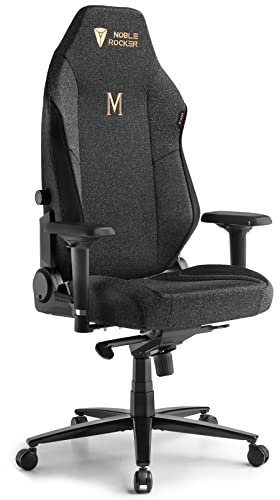 Noblerocker Gaming-Stuhl – Ergonomischer PC-Spielstuhl, Lendenwirbelstütze, Kopfstütze, 4D-Armlehnen, Schwarz, Polyester, moderner Stil, ergonomisches Design, 180 kg Tragkraft