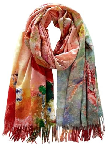 VENVSBEE Wendbarer Schal, weich, Kaschmir-Gefühl, großer Schal, doppelseitiger Kunstdruck, warmer Pashmina, Klimt, Van Gogh, Geschenke, Art 12, Large