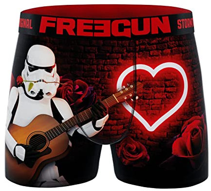 FREEGUN Men's Stormtrooper Valentine's Day Boxer Shorts, Guitar Roses, S
