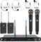 innopow 4-Channel Wireless Microphone System, Quad UHF Metal Cordless Mic, 2 Handheld Mics, 2 Bodypack Mics, Long Distance150-200Ft, Fixed Frequency, 16 Hours Use for Karaoke Singing, Church