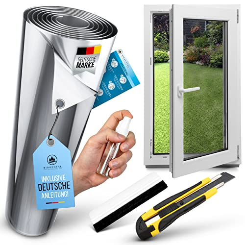 Birkental Sonnenschutzfolie Fenster innen oder außen - Sonnenschutzfolie - UV Schutz Spiegelfolie - Hitzefolie - Fensterfolie Blickdicht - Sichtschutz - Wärmeschutzfolie selbstklebend (75 x 400 cm)