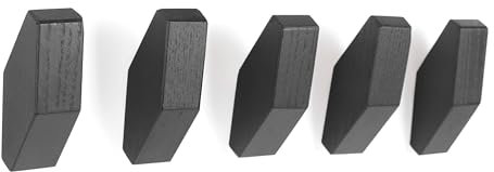 5 Stück Holz Wandhaken - Moderne Schwarze Holz Kleiderhaken zum Aufhängen Kleiderbügel Wandhalterung Dekorative Haken Hakenleiste Taschenhaken Huthaken für Wand Rucksack Wandhaken Wohnkultur Raumdekor