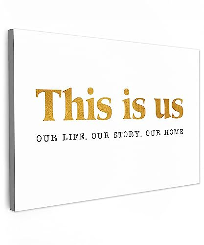 MuchoWow© Wandbilder Wohnzimmer Wanddeko Schlafzimmer Zimmerdeko Fotowand | 60x40 cm - Zimmer Deko Wand Dekoration Wall Art This is us, our life. story. home' - Sprichwörter - Sprüche