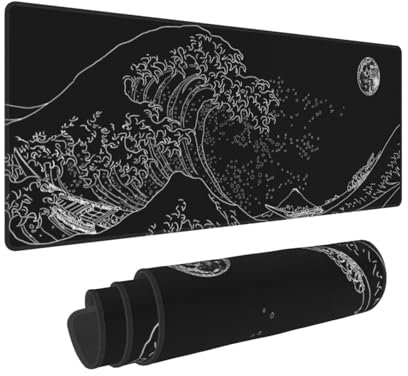 Black Japanese Gaming Mouse Pad for Desk
