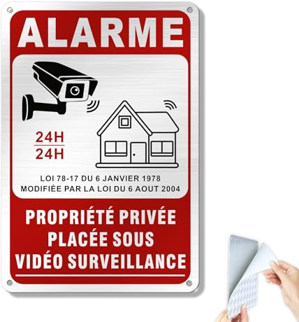 Sinmao - Placa de seguridad para la propiedad privada adhesiva 24H/24 15x22cm aluminio reflectante protección contra los rayos UV
