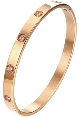 fdsmall Armbänder für Frauen 18k vergoldet Edelstahl Armband Cubic Zirkonia Titan Armband Oval Armreif Schmuck Geburtstag Muttertag Weihnachtsgeschenke für Frauen (Gold)
